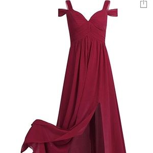 Red Chiffon Evening Gown
